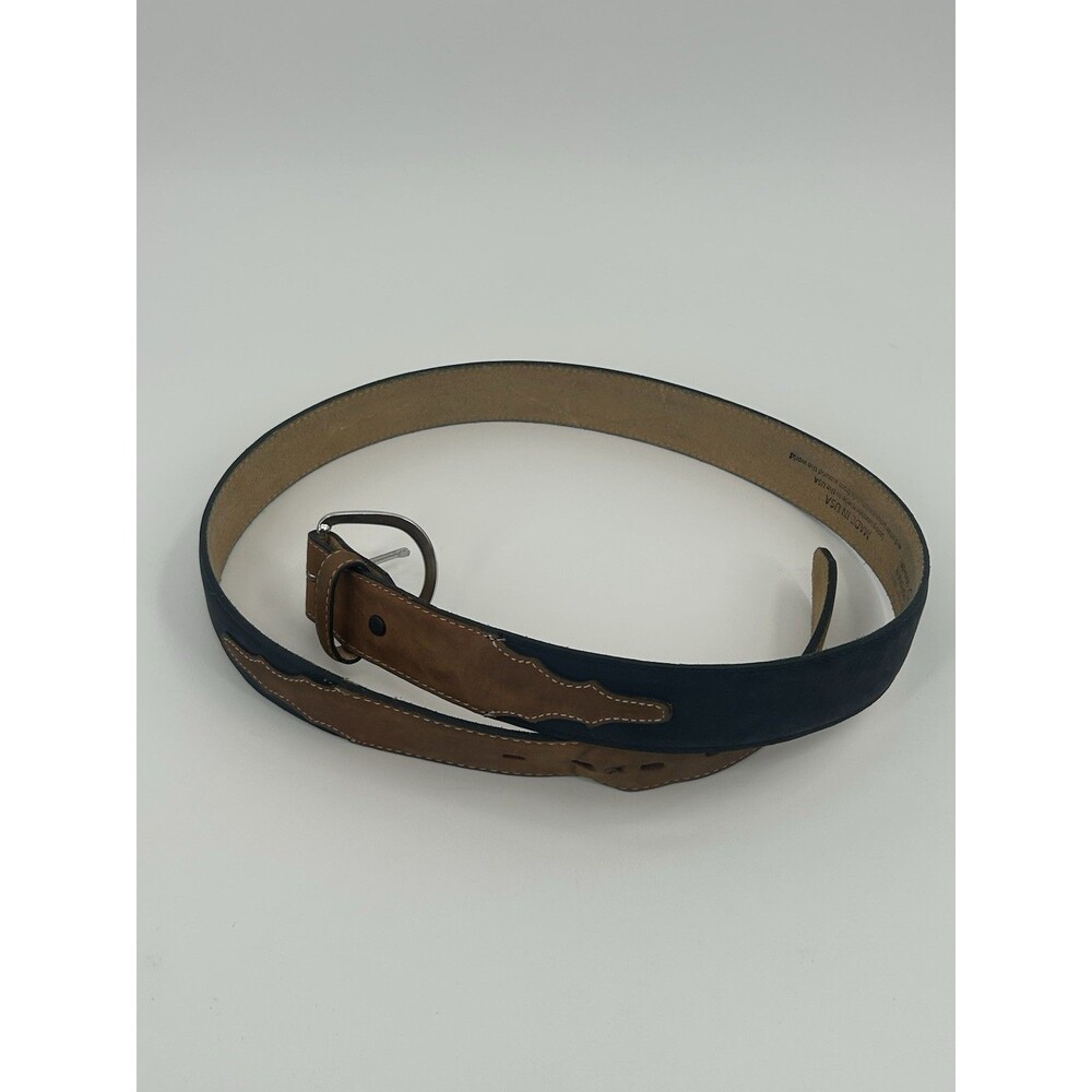 Justin 53700 Black/Brown Leather Suede Western Belt Sz 40